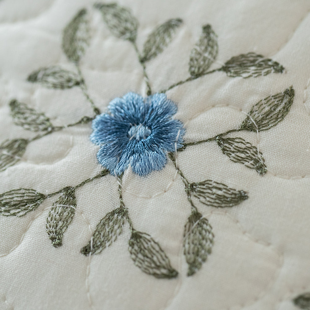 Kasentex 100% Cotton Fabric Floral Patchwork Throw Pillow - 18x18 inches - Blue