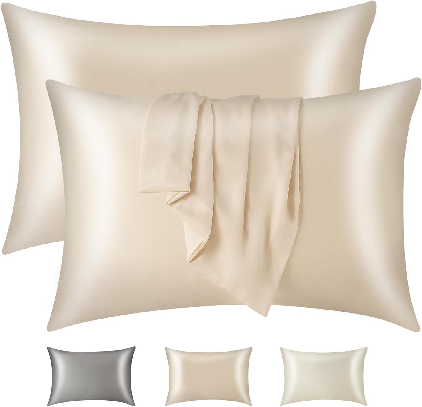 KASENTEX Pure Silk Pillowcase Set of 2 - Soft, Smooth & Cooling, Luxury Silk Pillow Cover with Envelope Closure for Hair & Skin Care