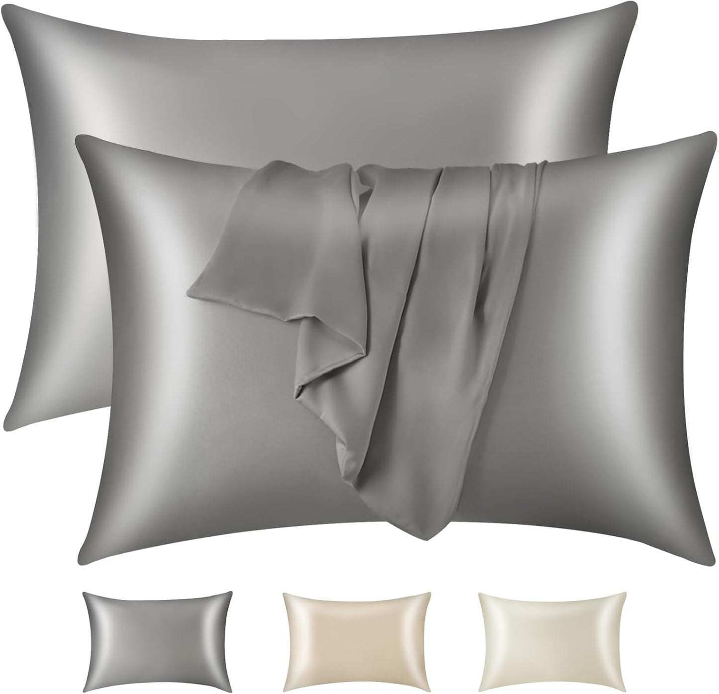 KASENTEX Pure Silk Pillowcase Set of 2 - Soft, Smooth & Cooling, Luxury Silk Pillow Cover with Envelope Closure for Hair & Skin Care