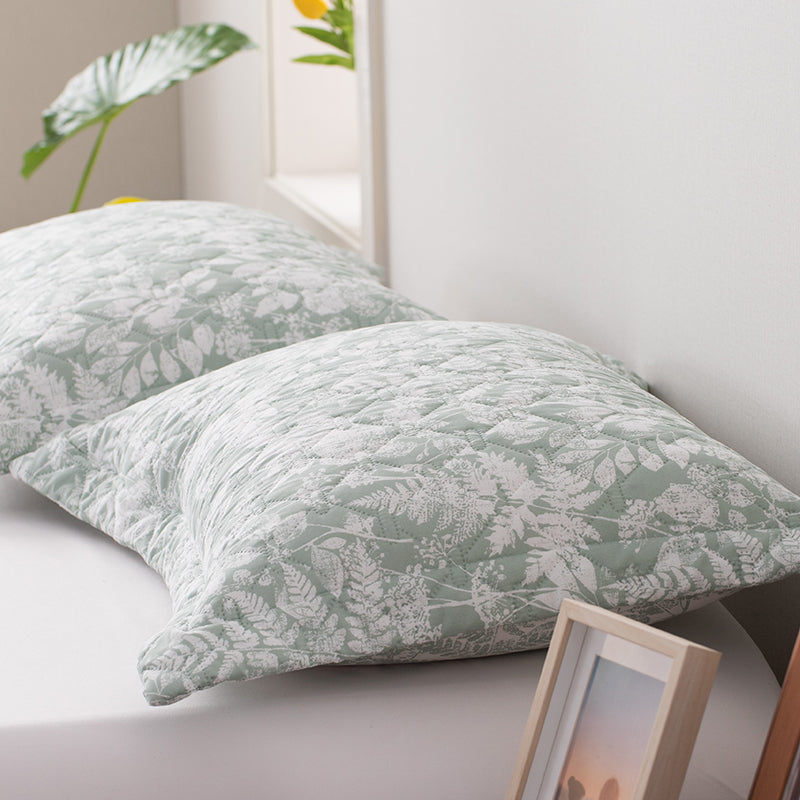Kasentex Ultra Soft Cozy Green & White Botanical Pillow Sham, Machine Washable
