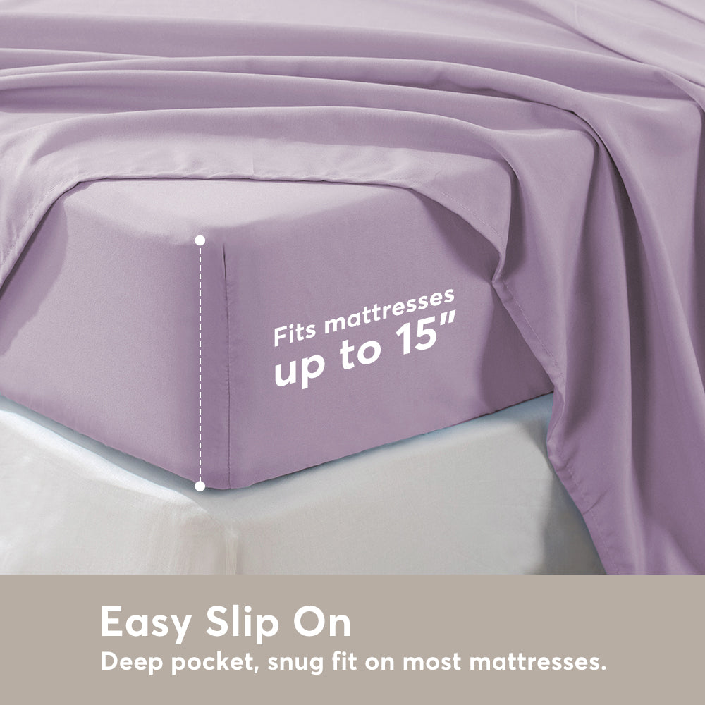 Kasentex Sheet Bedding Set with Pillowcase, Flat Sheet, Fitted Sheet, Hypoallergenic and Breathable