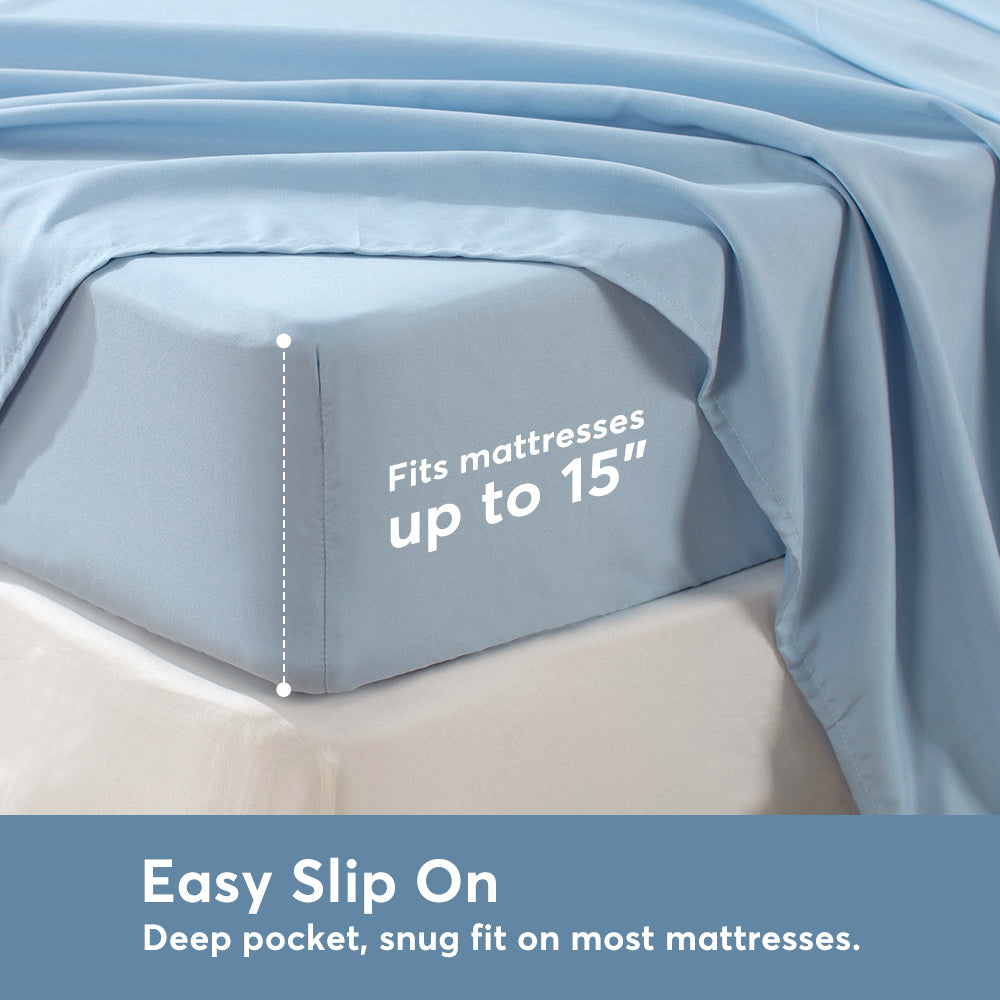 Kasentex Sheet Bedding Set with Pillowcase, Flat Sheet, Fitted Sheet, Hypoallergenic and Breathable