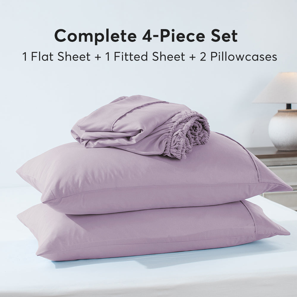 Kasentex Sheet Bedding Set with Pillowcase, Flat Sheet, Fitted Sheet, Hypoallergenic and Breathable