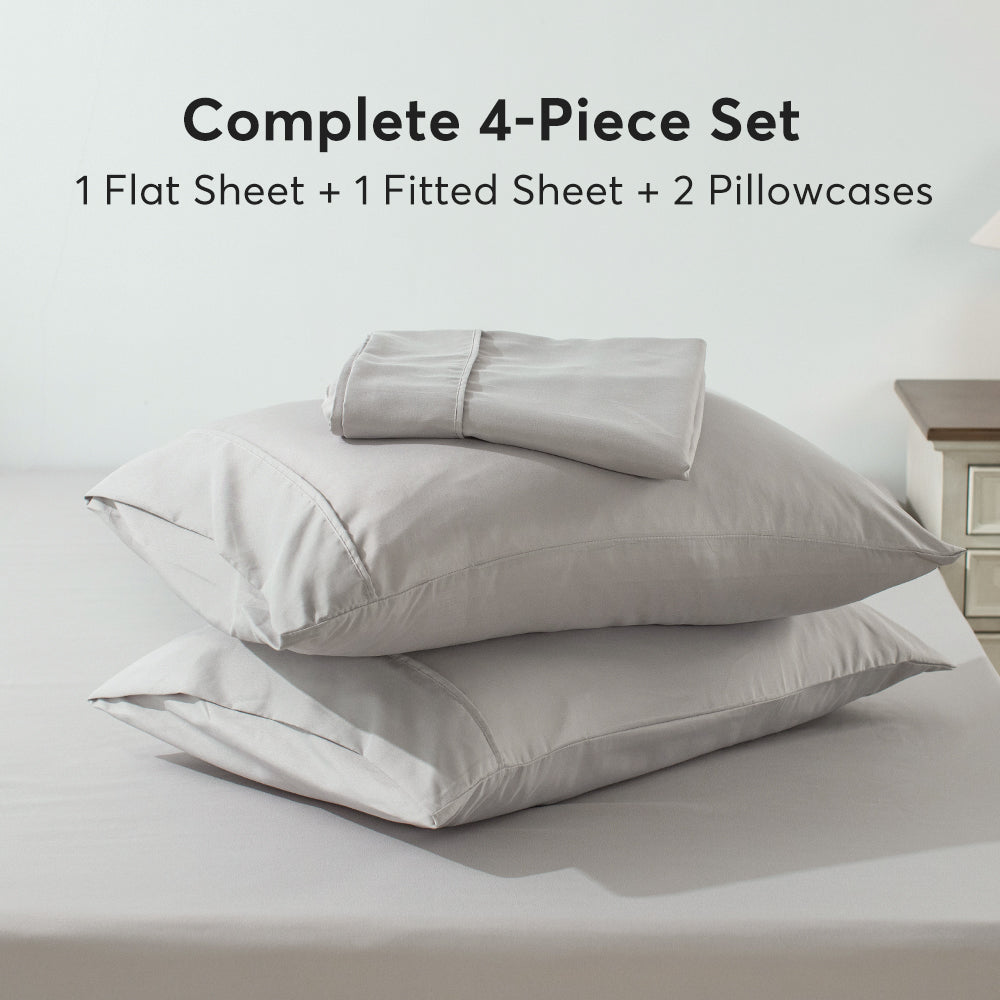 Kasentex Sheet Bedding Set with Pillowcase, Flat Sheet, Fitted Sheet, Hypoallergenic and Breathable