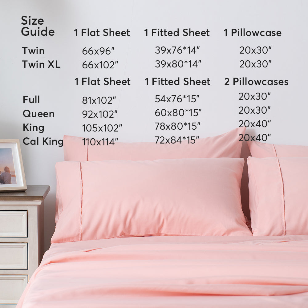 Kasentex Sheet Bedding Set with Pillowcase, Flat Sheet, Fitted Sheet, Hypoallergenic and Breathable