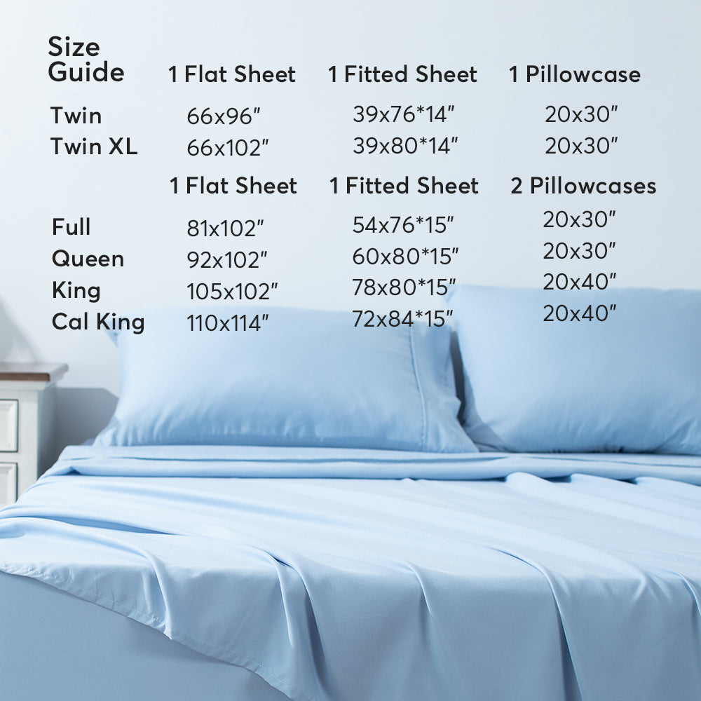 Kasentex Sheet Bedding Set with Pillowcase, Flat Sheet, Fitted Sheet, Hypoallergenic and Breathable
