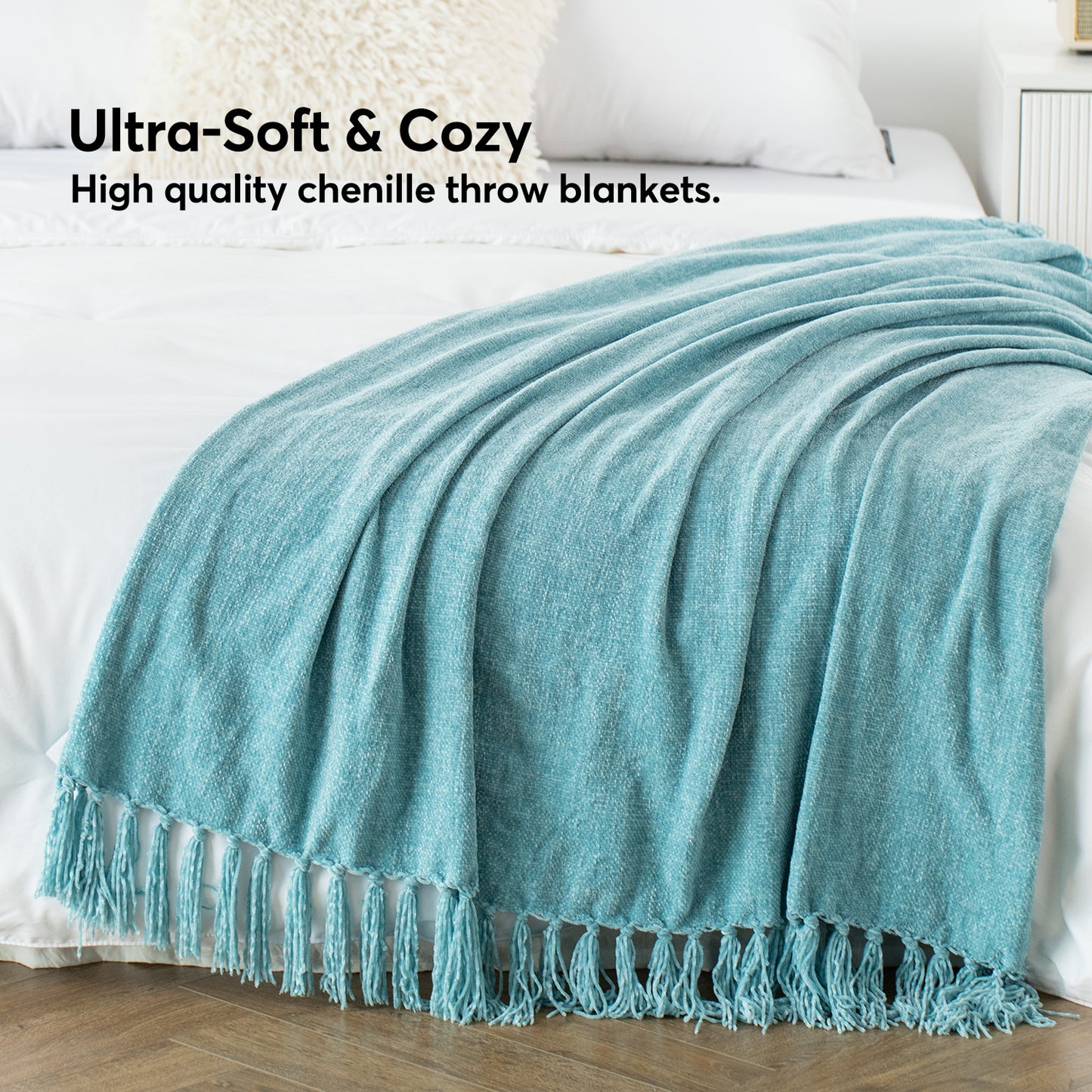 Kasentex Ultra Soft Lightweight Decorative Throw Blanket with Tassel, Room Decor, Graduation Gifts