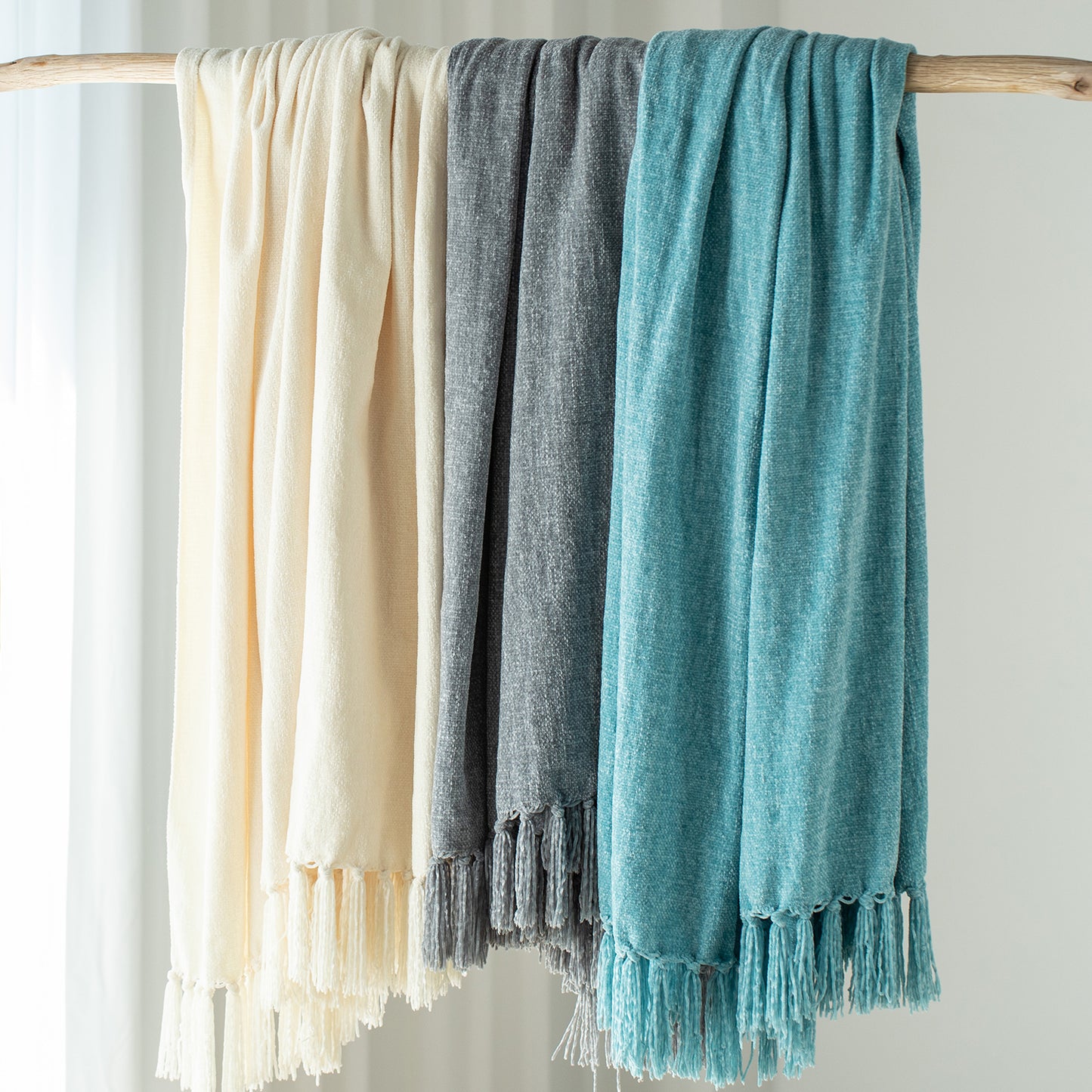 Kasentex Ultra Soft Lightweight Decorative Throw Blanket with Tassel, Room Decor, Graduation Gifts