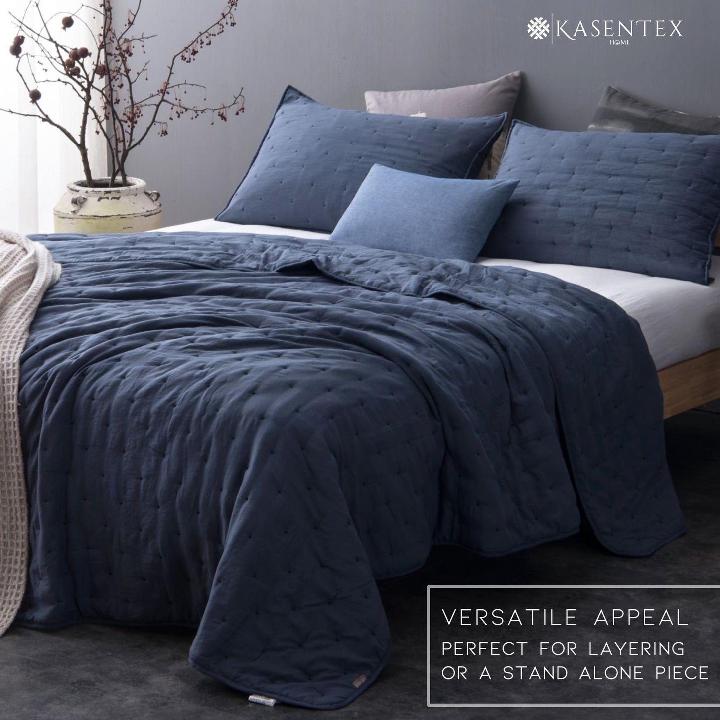 Kasentex Ultra Soft Nostalgic Dot Stitch Stone Washed Lightweight Quilt Set, Room Decor, Graduation Gifts, Fathers Day Gift, Mom Gift