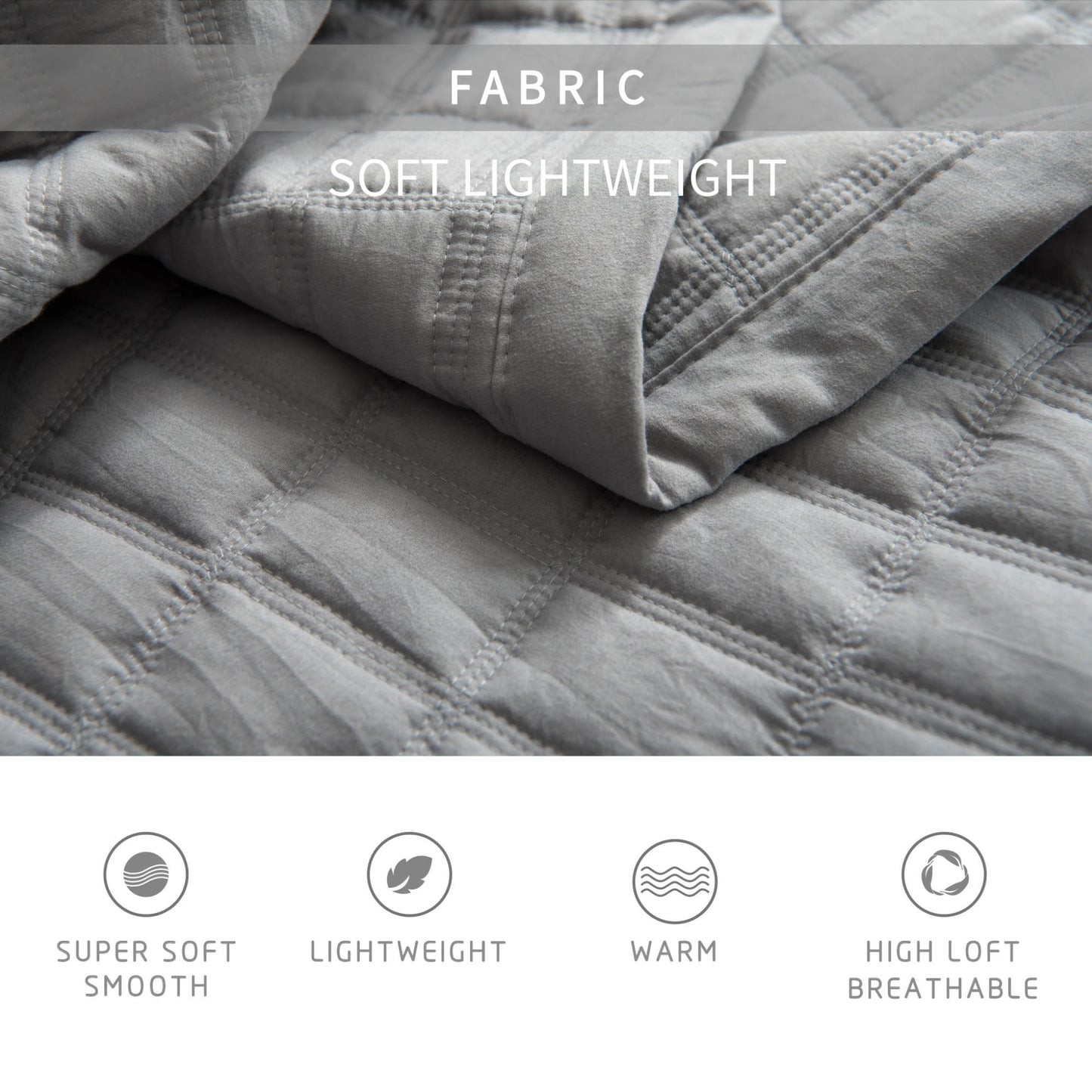 Kasentex Lavish Style Stone-Washed Ultra Soft Box Stitched Lightweight Quilt Set, Pink, Grey, Blue, Room Decor, Graduation Gifts