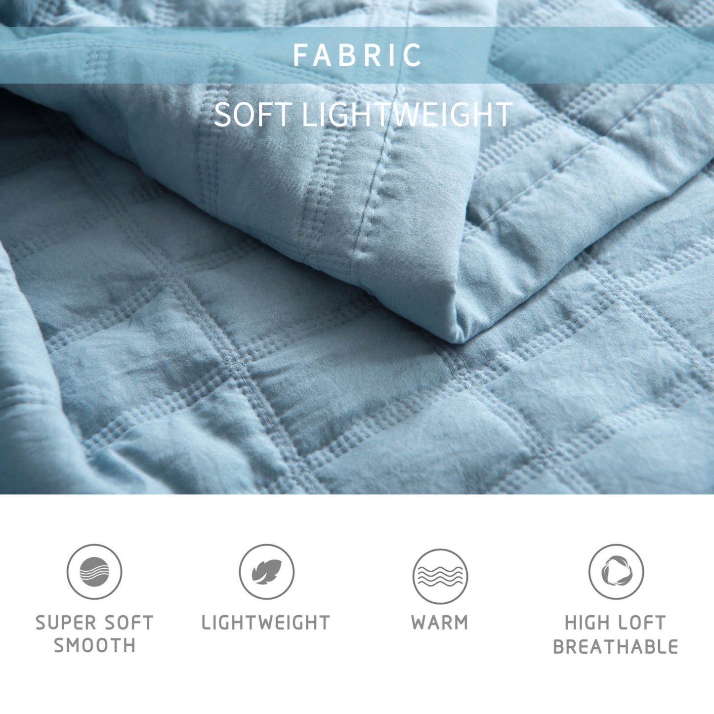 Kasentex Lavish Style Stone-Washed Ultra Soft Box Stitched Lightweight Quilt Set, Pink, Grey, Blue, Room Decor, Graduation Gifts