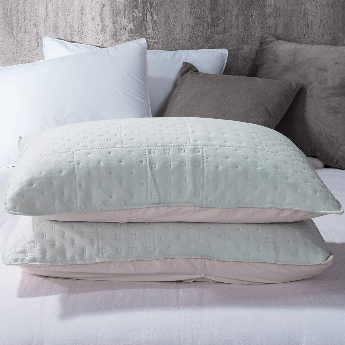 Kasentex All Season Contemporary Coverlet Quilt Set, Detailed Stitching, Green or Grey or Blue, Room Decor, Graduation Gifts