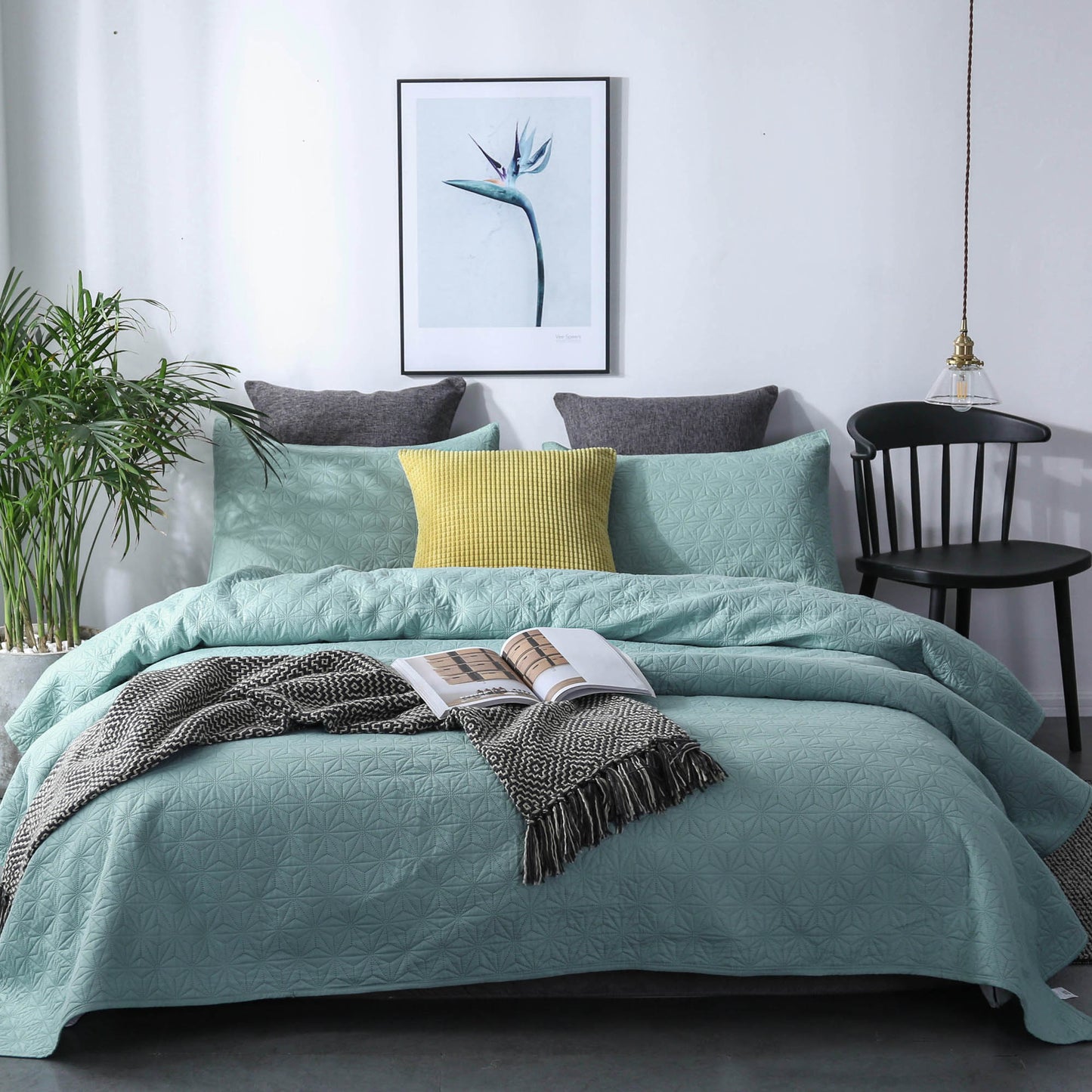 Kasentex Ultra Soft Star Contemporary Design Bedding Coverlet Set, Room Decor, Graduation Gifts