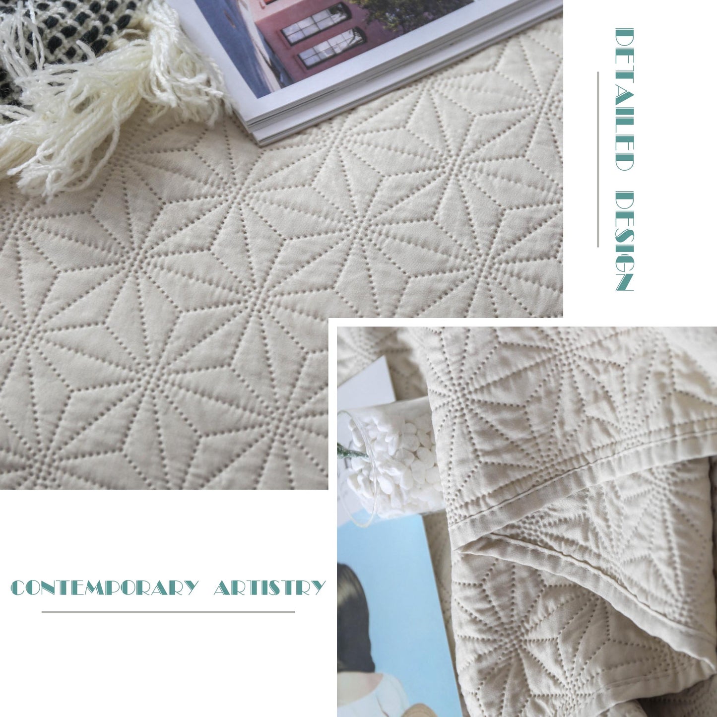 Kasentex Ultra Soft Star Contemporary Design Bedding Coverlet Set, Room Decor, Graduation Gifts