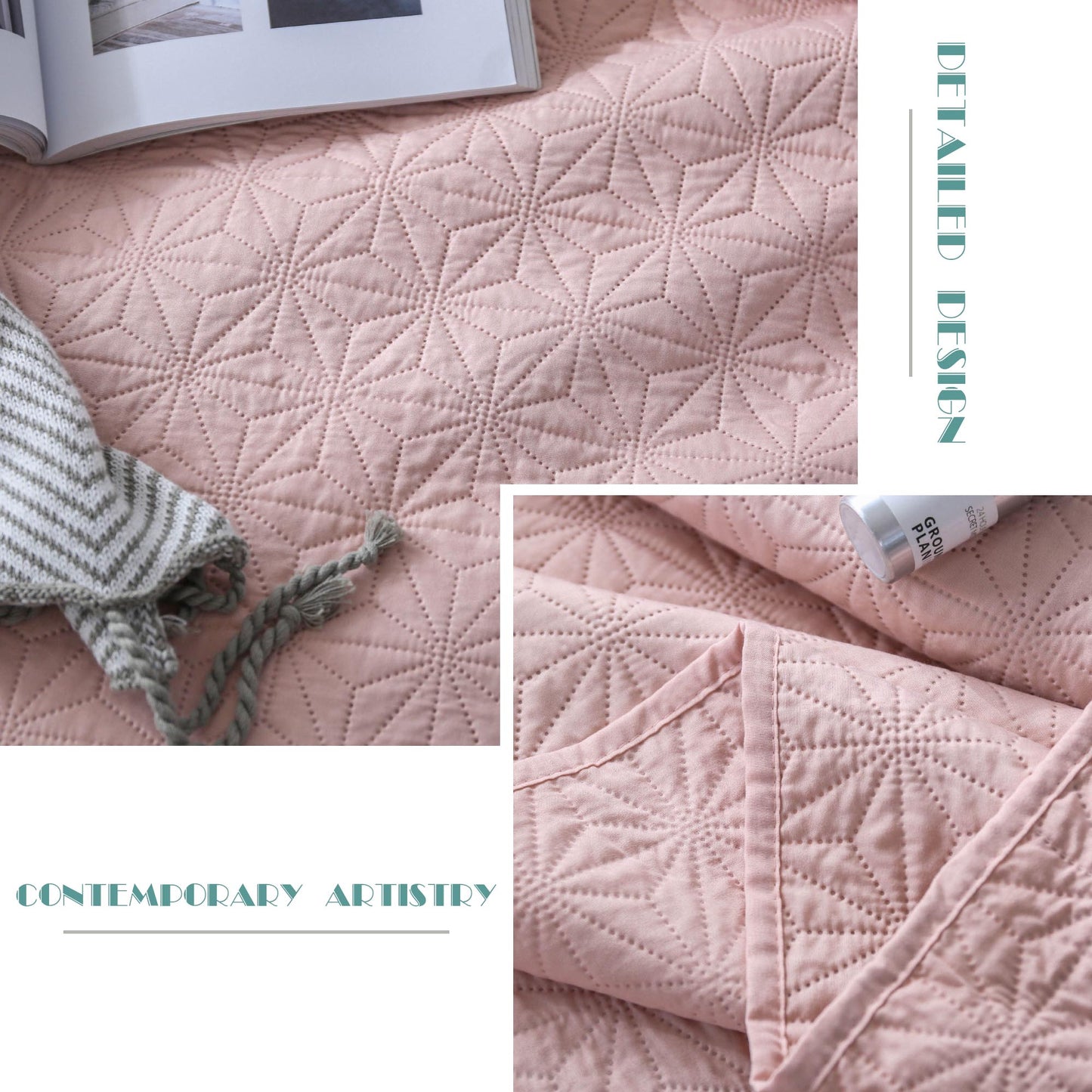 Kasentex Ultra Soft Star Contemporary Design Bedding Coverlet Set, Room Decor, Graduation Gifts