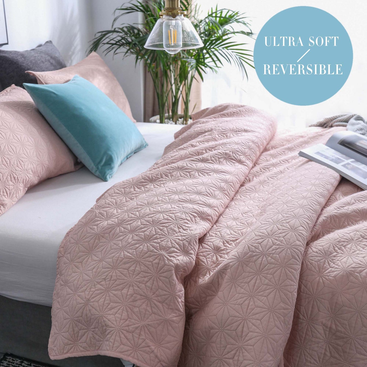 Kasentex Ultra Soft Star Contemporary Design Bedding Coverlet Set, Room Decor, Graduation Gifts
