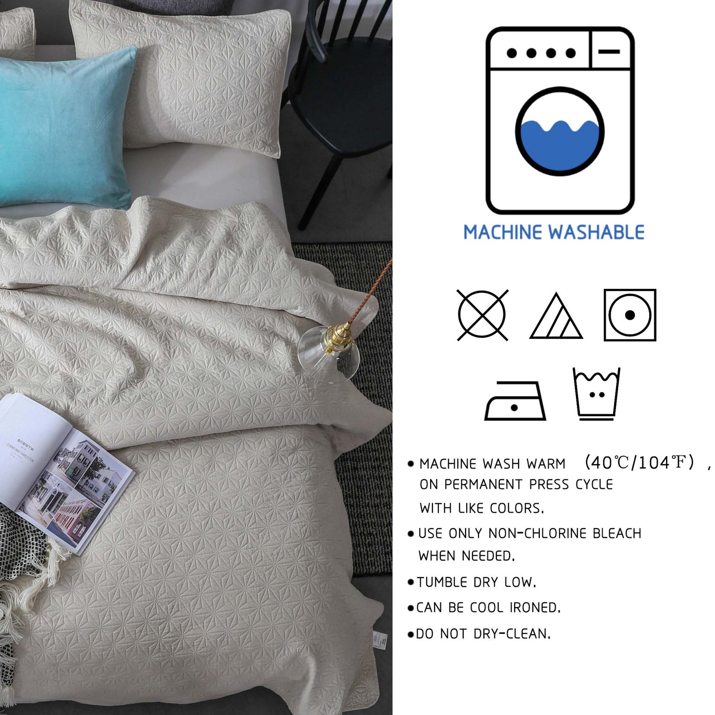 Kasentex Ultra Soft Star Contemporary Design Bedding Coverlet Set, Room Decor, Graduation Gifts