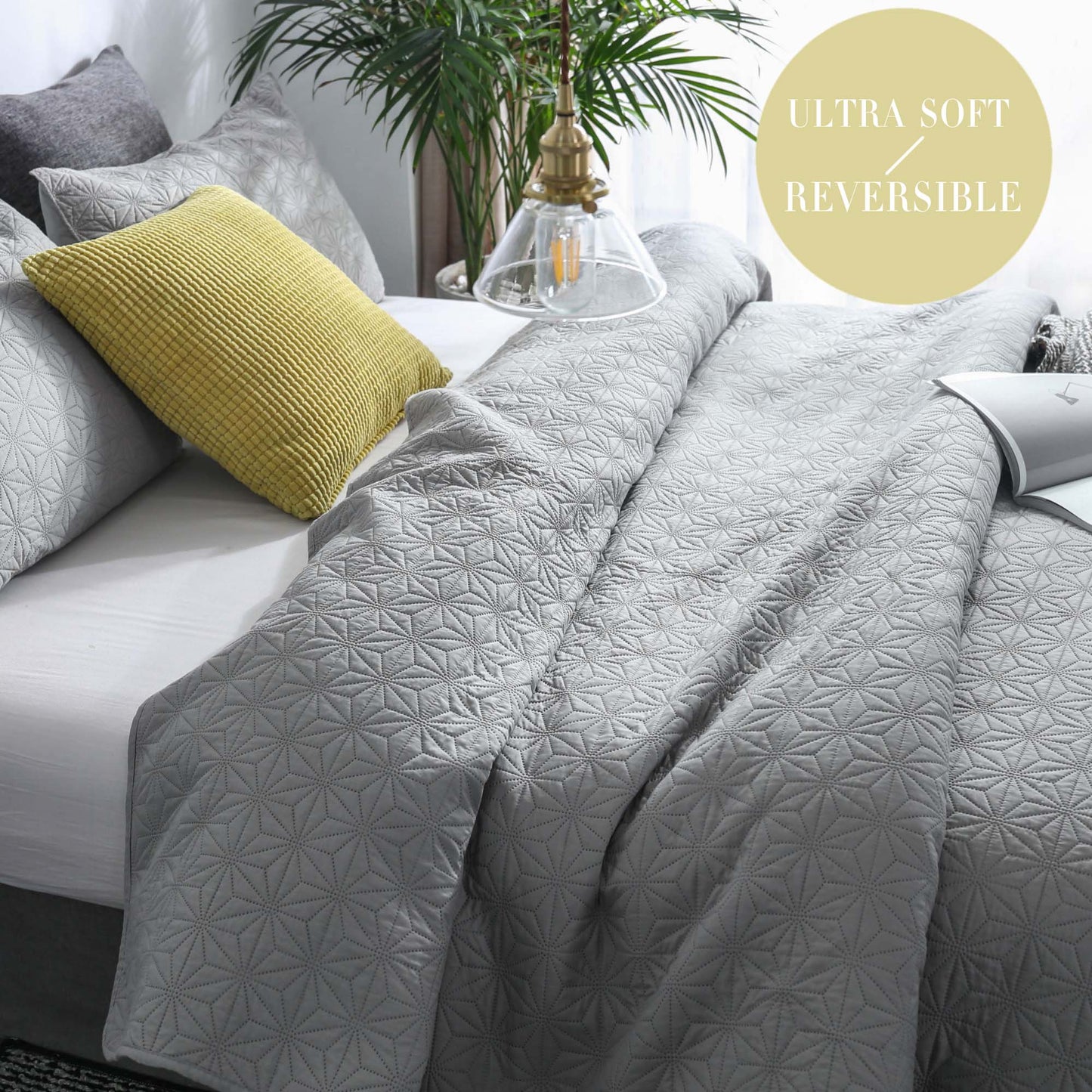 Kasentex Ultra Soft Star Contemporary Design Bedding Coverlet Set, Room Decor, Graduation Gifts