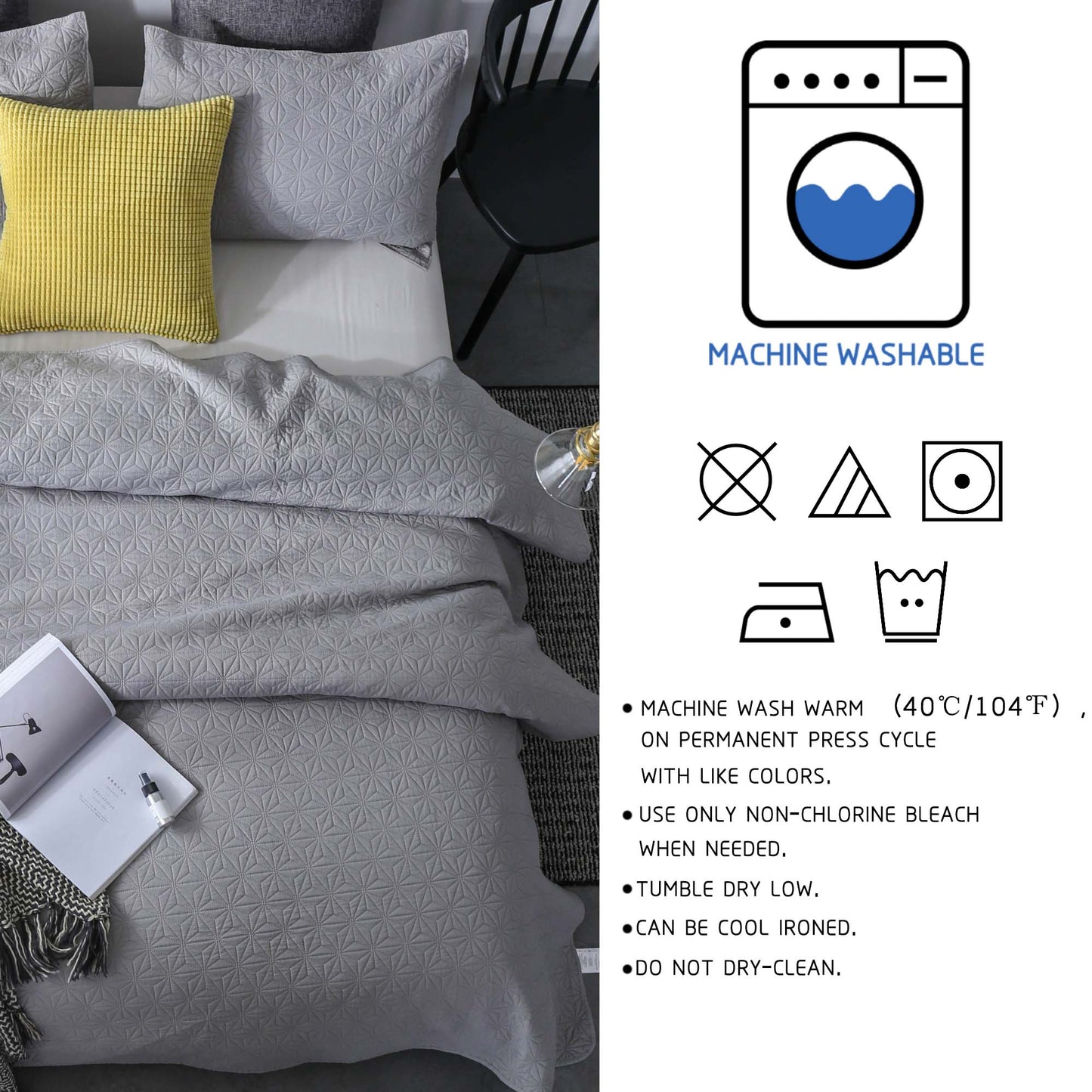 Kasentex Ultra Soft Star Contemporary Design Bedding Coverlet Set, Room Decor, Graduation Gifts