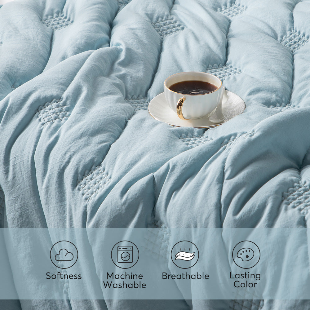 Kasentex Ultra Soft Lightweight All Season Quilt Bedspread Set, Room Decor, Graduation Gifts