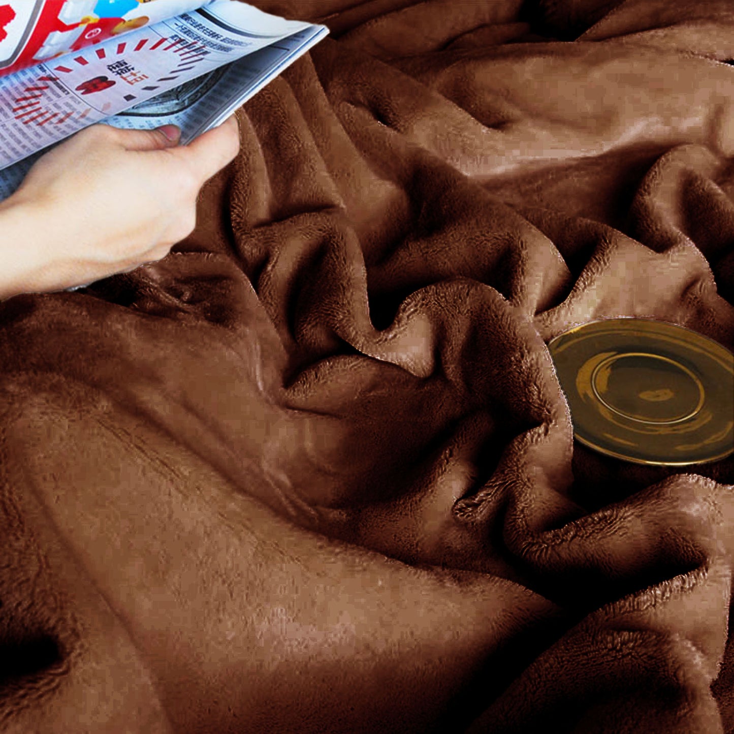 Kasentex Ultra Soft All Season Warm Fleece Throw Blanket, Beige or Brown