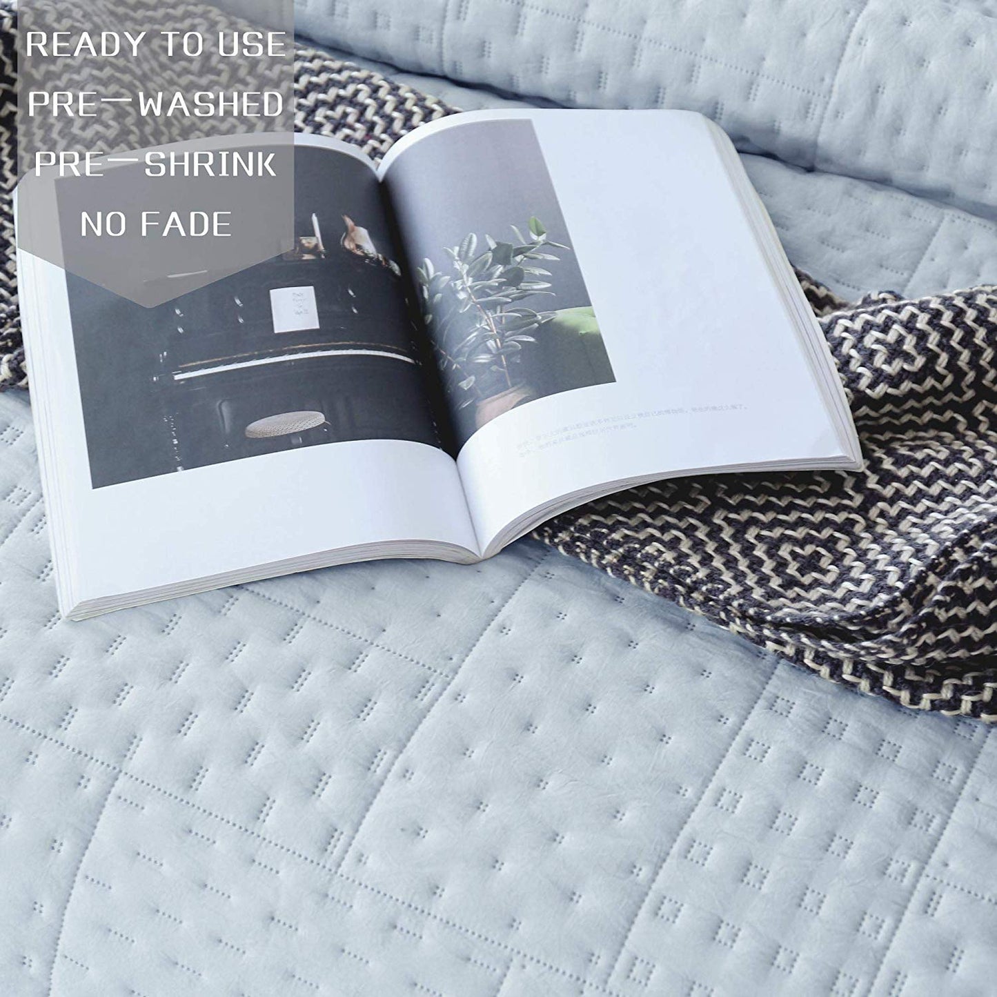 Kasentex All Season Contemporary Coverlet Quilt Set, Detailed Stitching, Green or Grey or Blue, Room Decor, Graduation Gifts