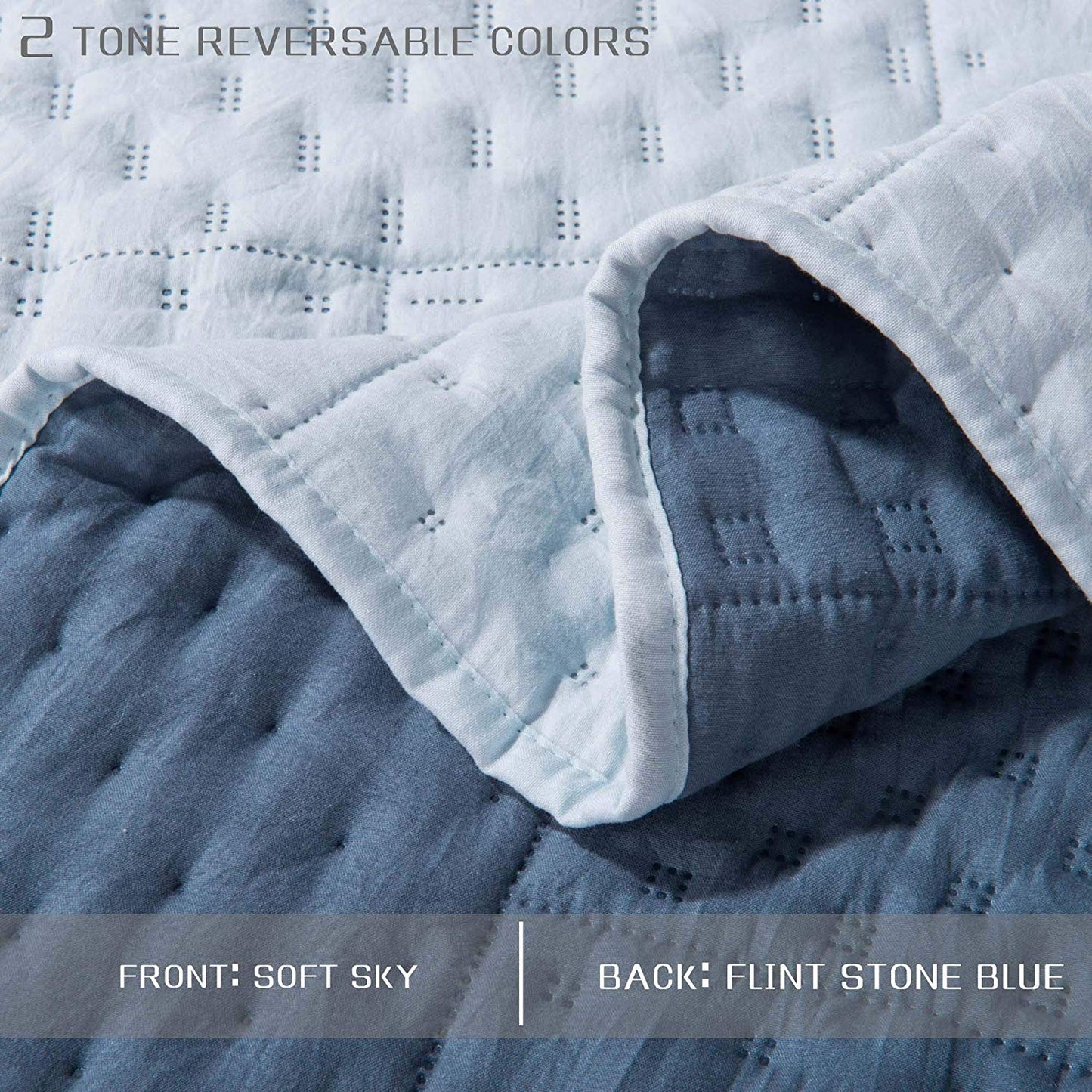 Kasentex All Season Contemporary Coverlet Quilt Set, Detailed Stitching, Green or Grey or Blue, Room Decor, Graduation Gifts