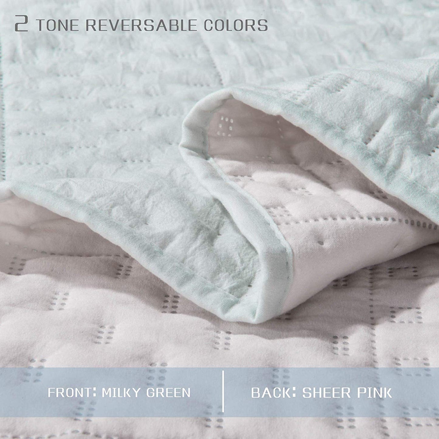 Kasentex All Season Contemporary Coverlet Quilt Set, Detailed Stitching, Green or Grey or Blue, Room Decor, Graduation Gifts