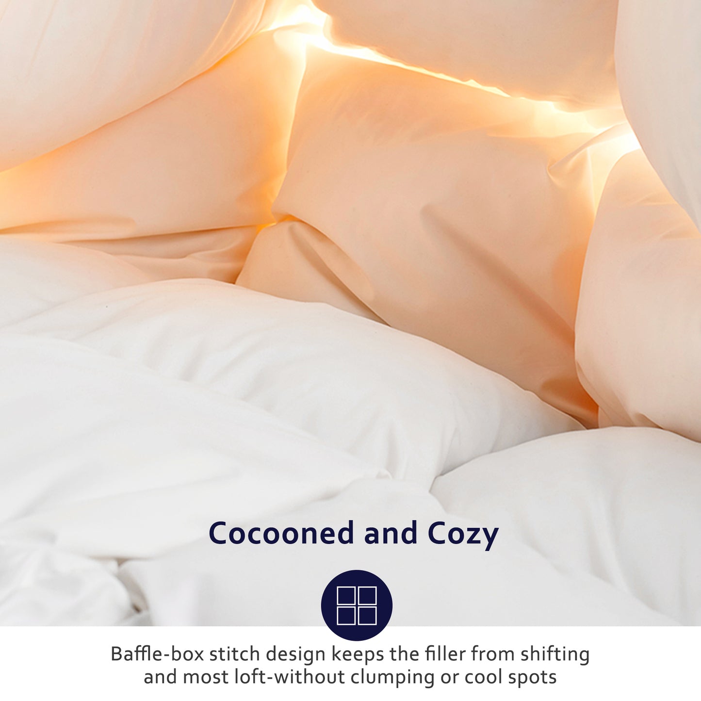 Kasentex All Season Ultra Soft Warm Winter Heavy Weights Goose Down Comforter with Corner Tabs, Box Design Duvet Insert, White