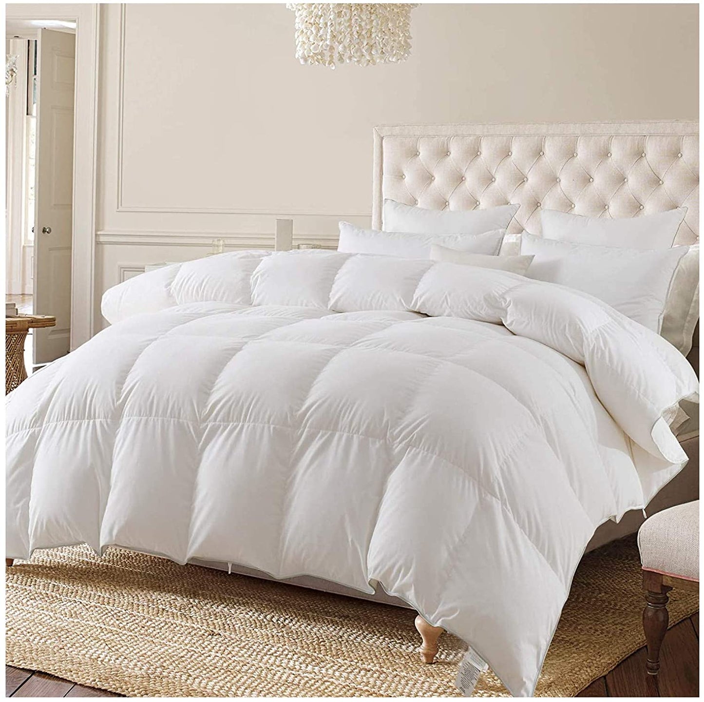 Kasentex All Season Ultra Soft Warm Winter Heavy Weights Down Comforter with Tabs, White, Twin, Queen, King