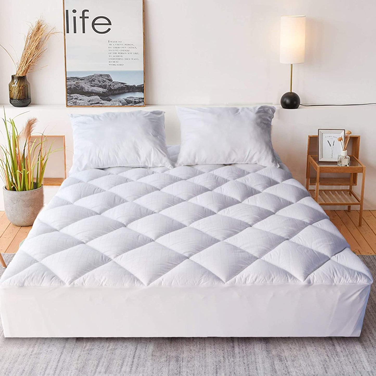 Kasentex Ultra Soft Quilted Fitted Mattress Pad and Protector, White