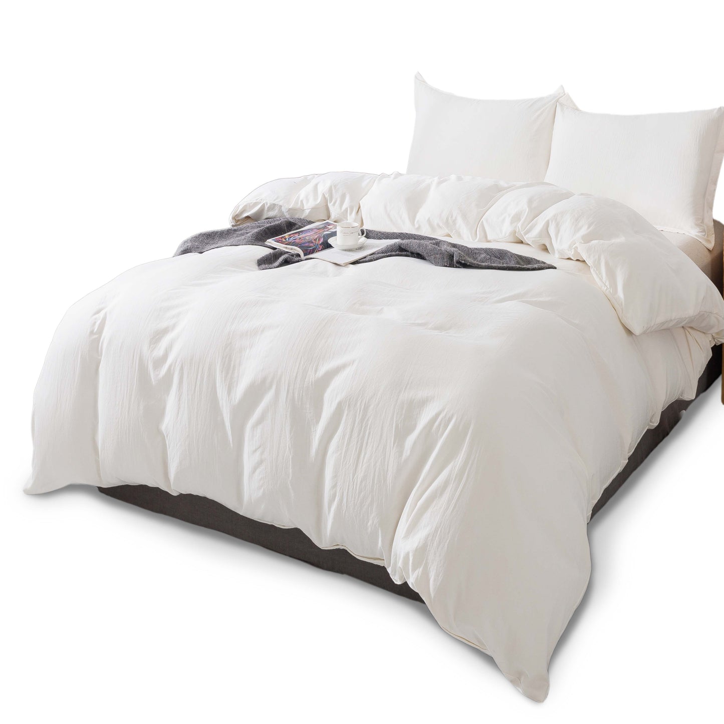 Kasentex 100% Cotton Summer All Season Ultra Soft Duvet Cover Set, Blue, Grey, Pink, White, Twin, Queen, King, Room Decor, Graduation Gifts