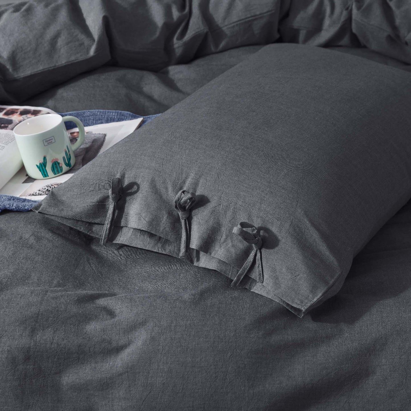 Kasentex 100% Cotton Summer All Season Ultra Soft Duvet Cover Set, Blue, Grey, Pink, White, Twin, Queen, King, Room Decor, Graduation Gifts