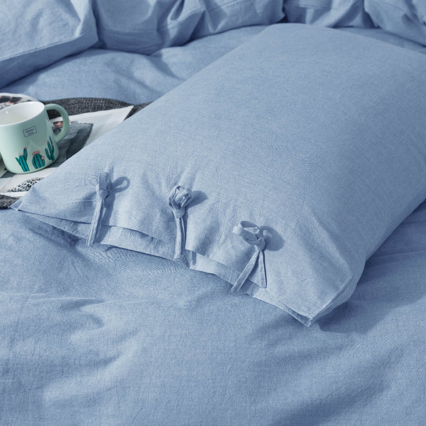 Kasentex 100% Cotton Summer All Season Ultra Soft Duvet Cover Set, Blue, Grey, Pink, White, Twin, Queen, King, Room Decor, Graduation Gifts