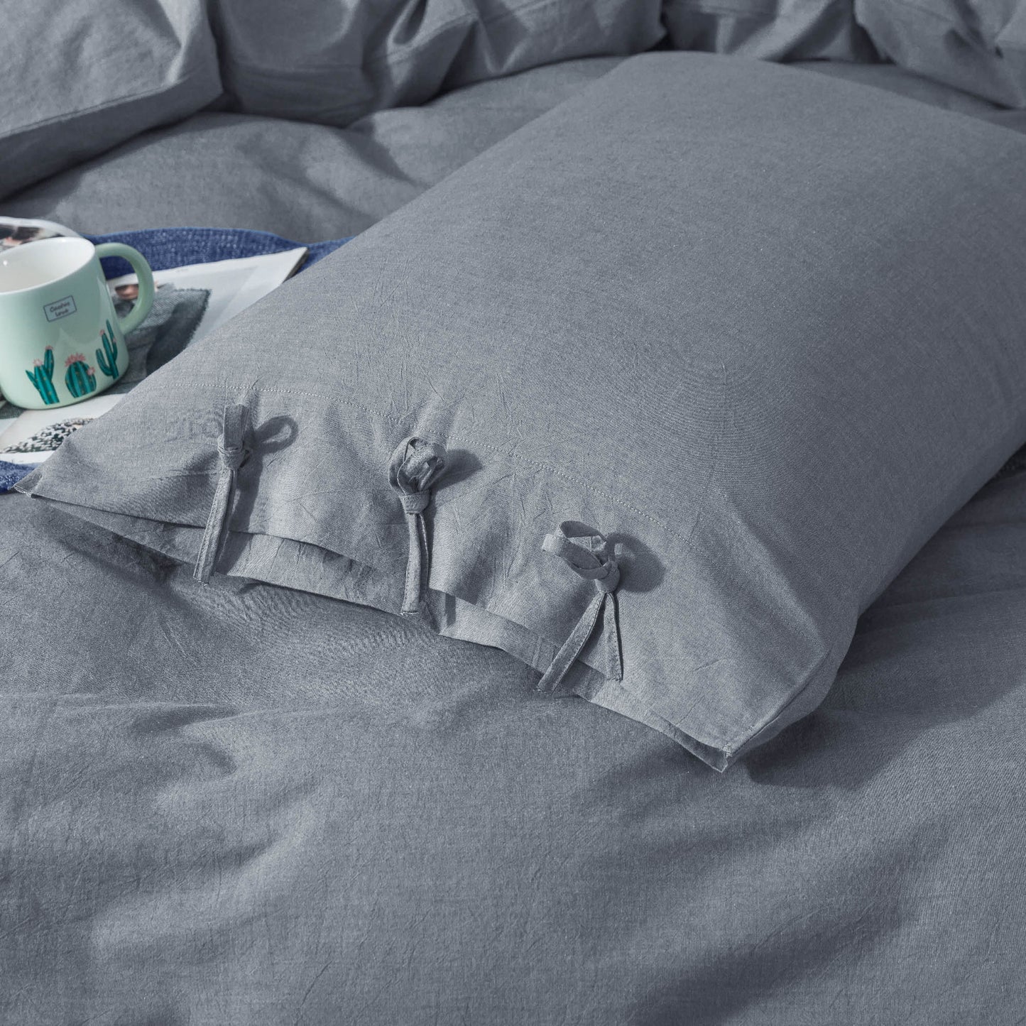 Kasentex 100% Cotton Summer All Season Ultra Soft Duvet Cover Set, Blue, Grey, Pink, White, Twin, Queen, King, Room Decor, Graduation Gifts
