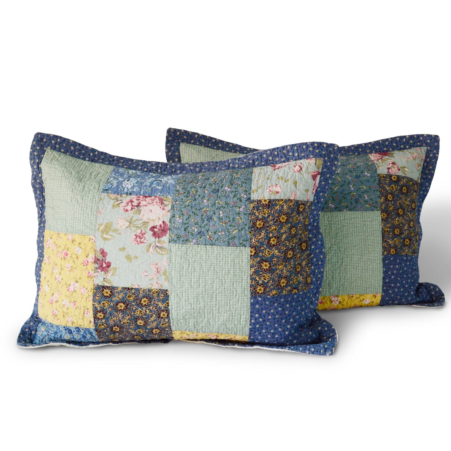 Kasentex 100% Cotton Boho Style Summer King Size Quilt Pillow Sham, Multi-Blue, Room Decor, Graduation Gifts