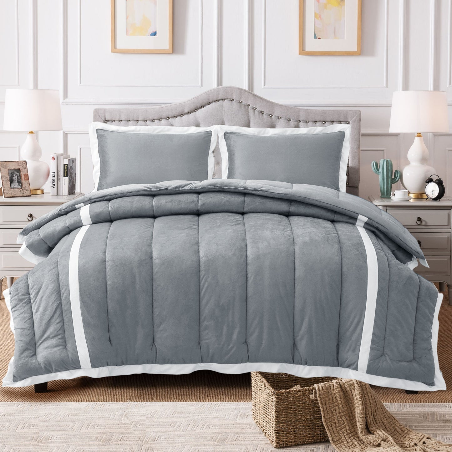 Kasentex Ultra Soft Cozy Stripe Design Down Alternative Comforter Set, Room Decor, Graduation Gifts