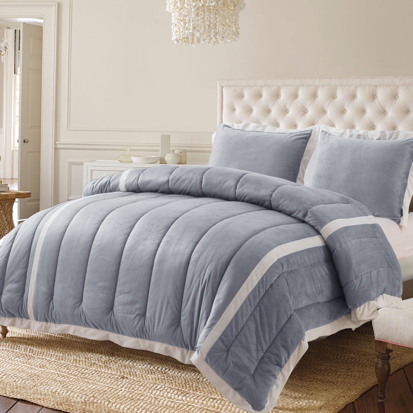 Kasentex Ultra Soft Cozy Stripe Design Down Alternative Comforter Set, Room Decor, Graduation Gifts