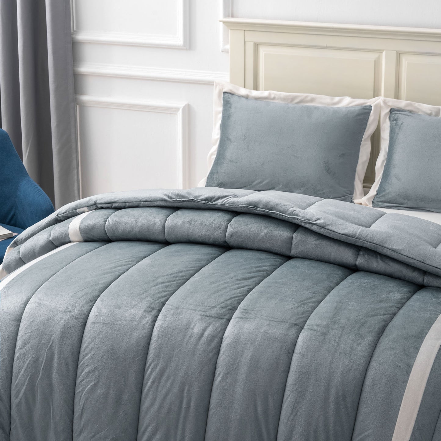Kasentex Ultra Soft Cozy Stripe Design Down Alternative Comforter Set, Room Decor, Graduation Gifts