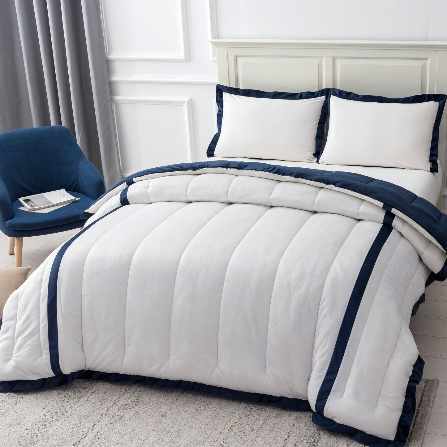 Kasentex Ultra Soft Cozy Stripe Design Down Alternative Comforter Set, Room Decor, Graduation Gifts