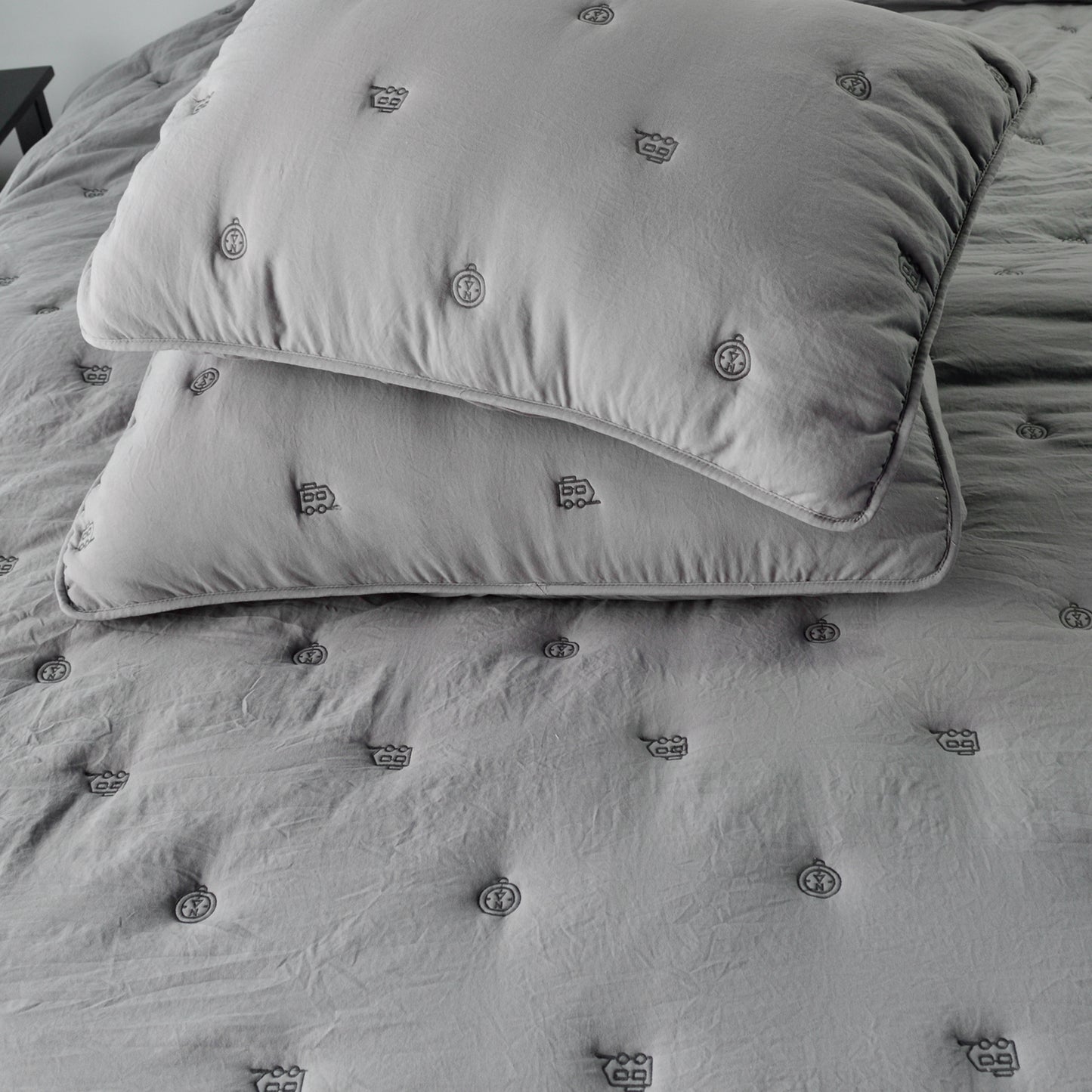 Kasentex All Season Ultra Soft Stitched Quilt Set, Blue or Camel or Grey, Room Decor, Graduation Gifts