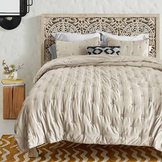 Kasentex All Season Ultra Soft Stitched Quilt Set, Blue or Camel or Grey, Room Decor, Graduation Gifts