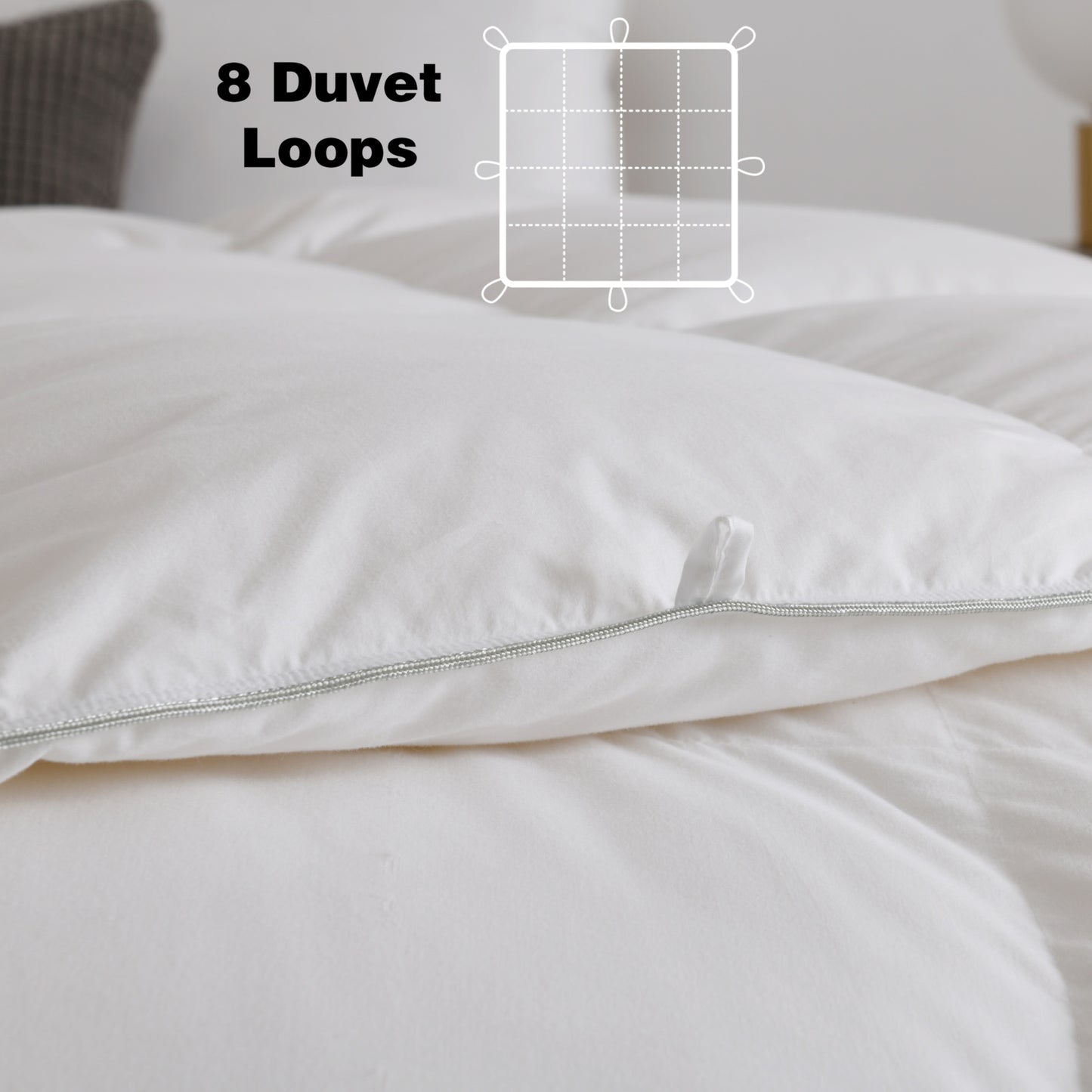 Kasentex Ultra Soft Cotton Plush Gray Piped Edge Down Comforter, White