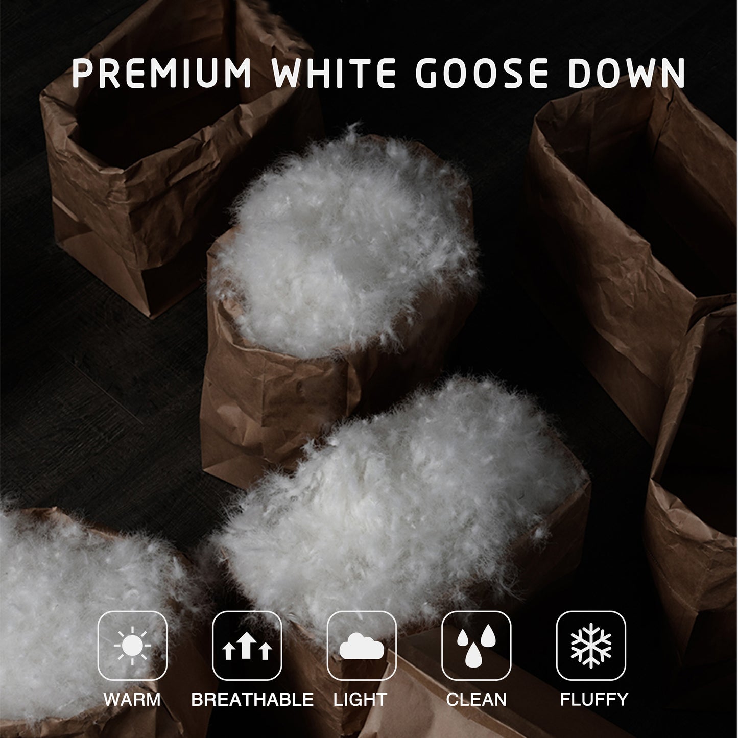 100% Cotton Plush Soft White Goose Down & Feather Pillow