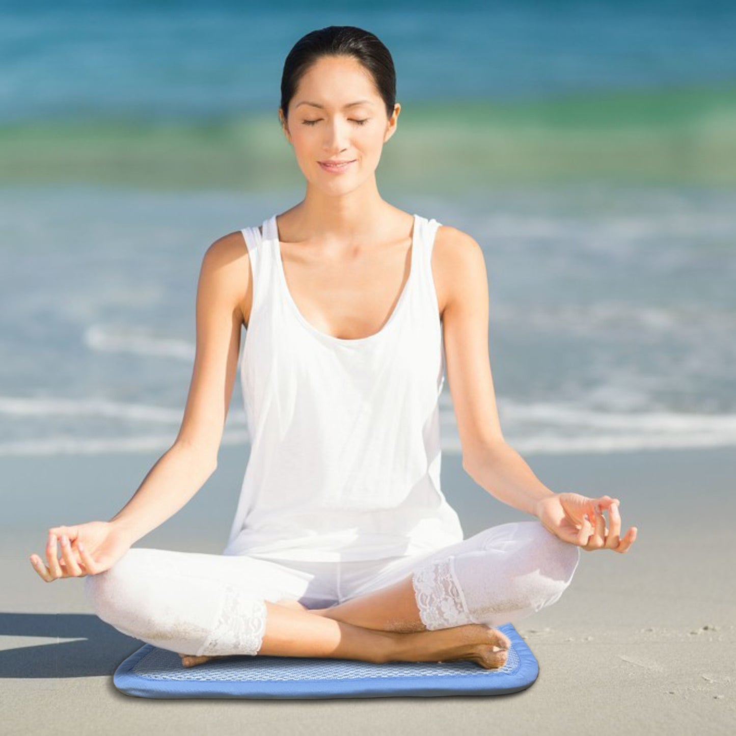 Kasentex Yoga Meditation Square Cushion, Blue or Gray or Green