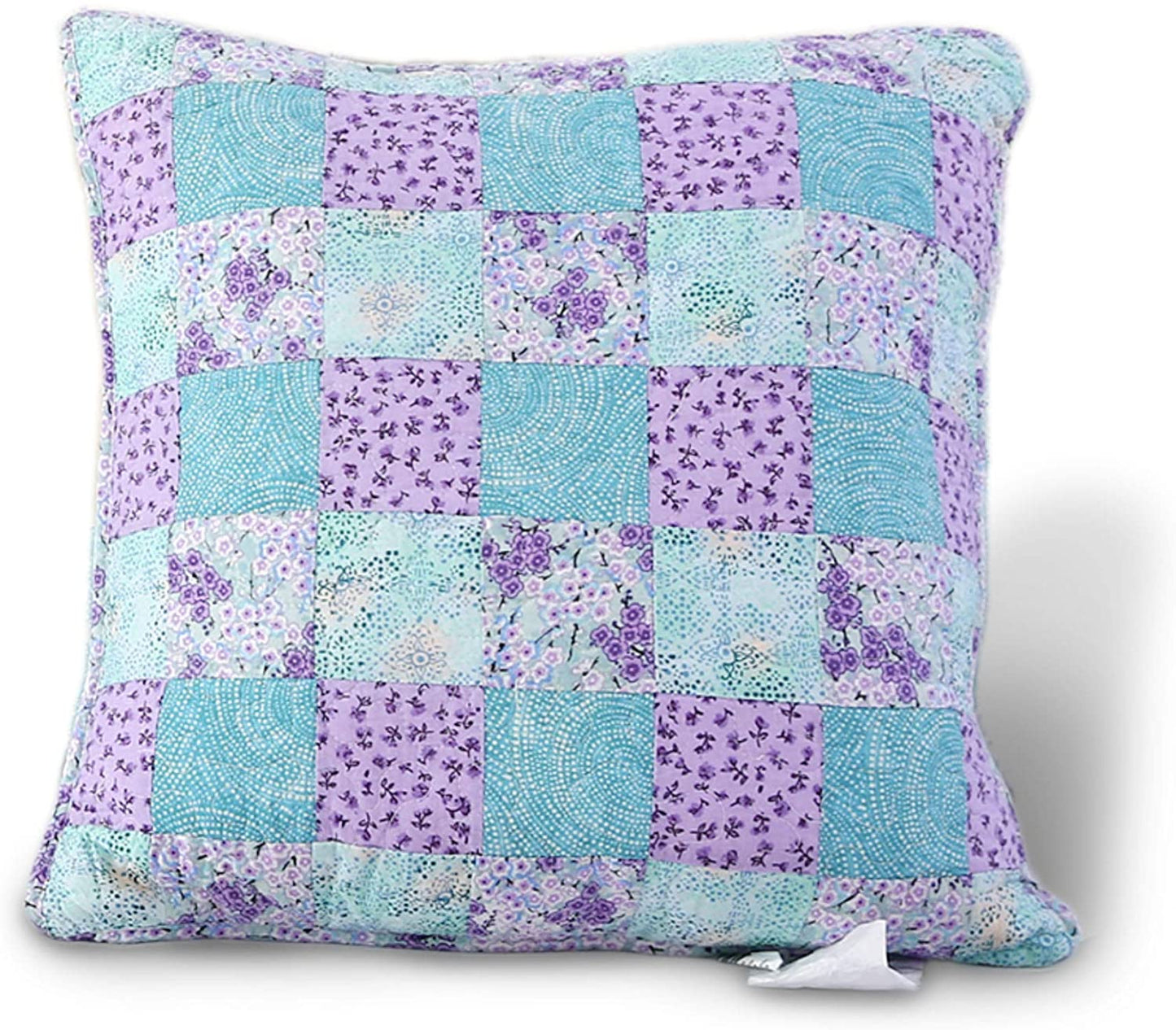 Kasentex 100% Cotton Patchwork Decorative Throw Pillow, Purple and Green