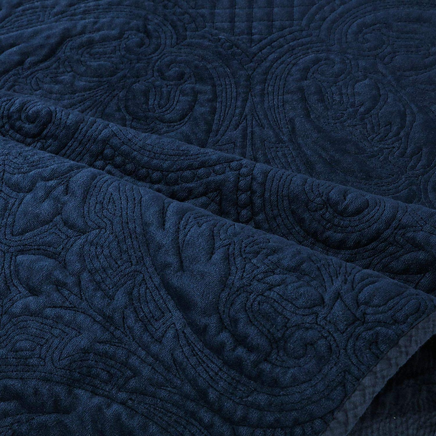 Kasentex Stonewashed Embroidered Floral Design Quilt Set with Pillow Shams, Grey or Blue