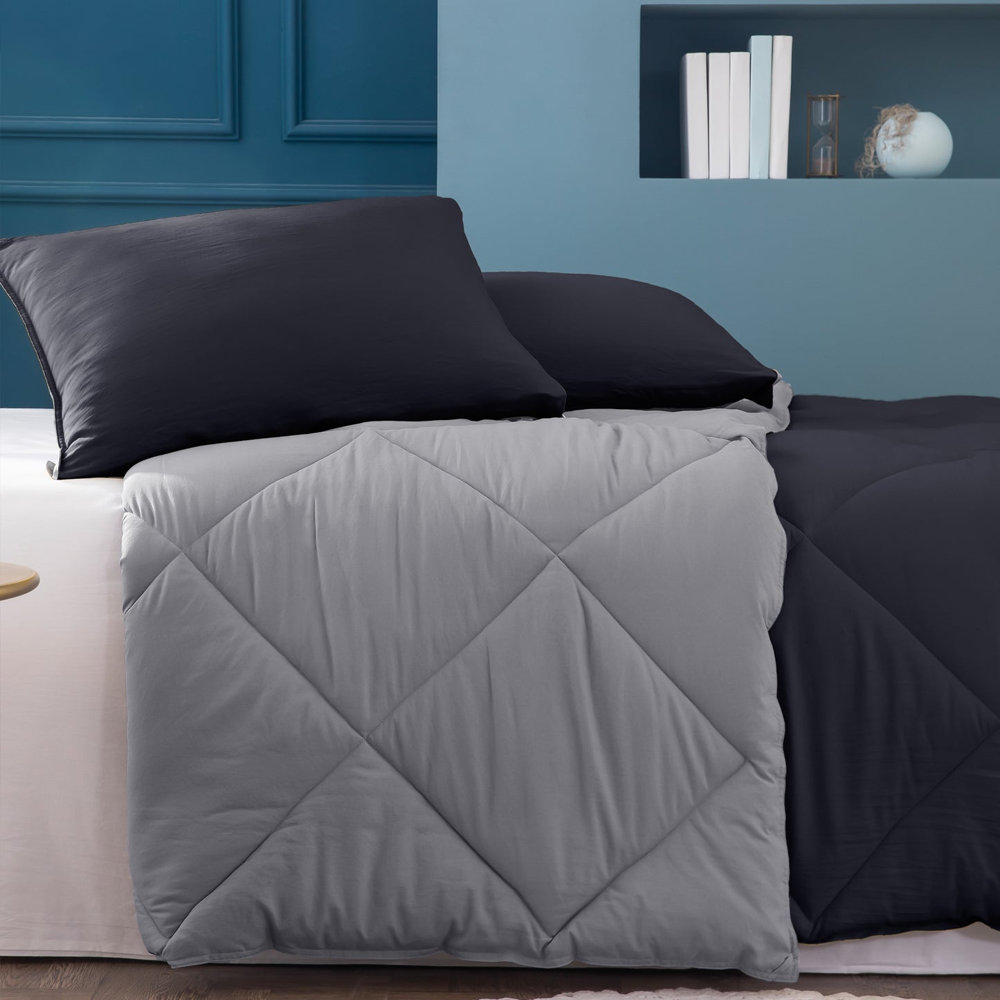 Kasentex Ultra Soft 2-Tone Reversible Comforter Set, Multi Colors, Room Decor, Graduation Gifts, Mom Gift