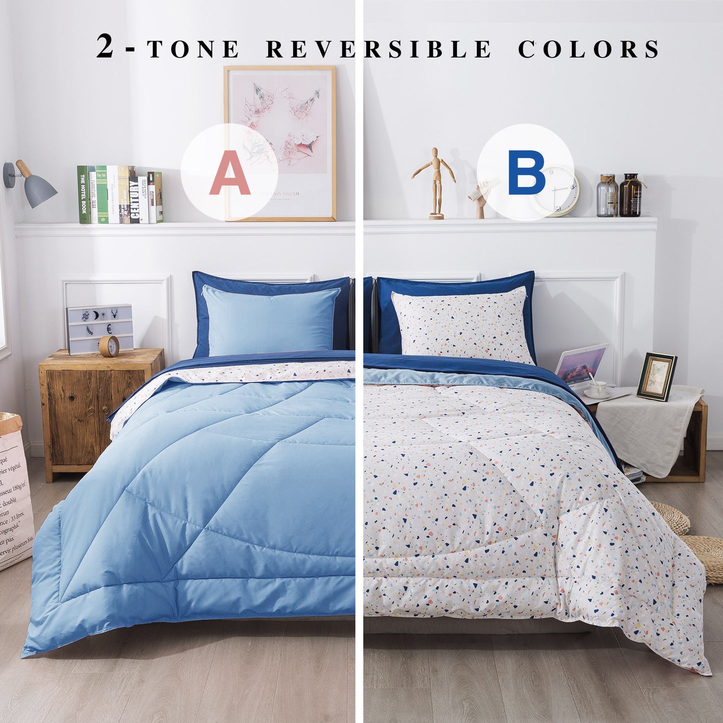 Kasentex Kids Reversible 5 and 7 Piece Ultra Soft Cozy Bed Comforter Sets, Room Decor