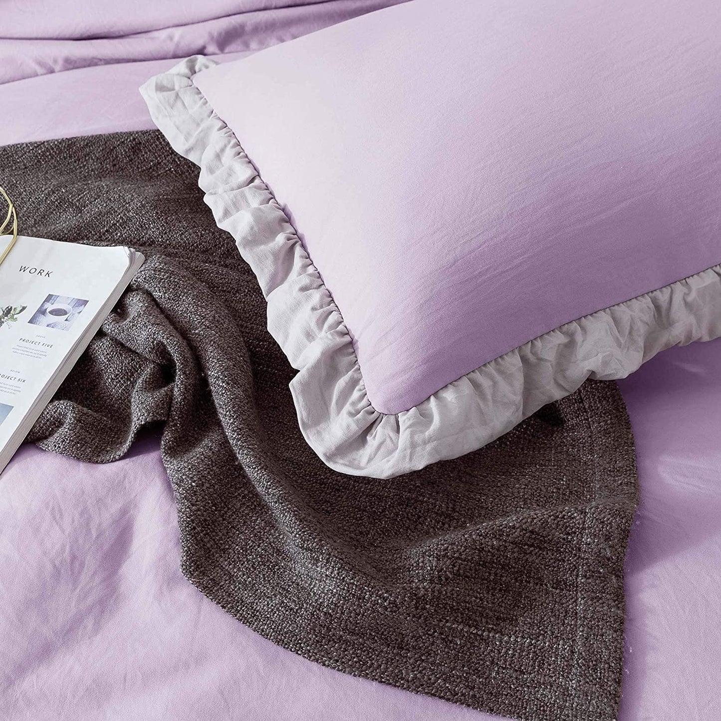 Kasentex Ultra Soft Quilted Comforter Set with Ruffled Trim Edge, Room Decor, Graduation Gifts